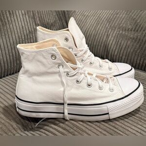 Converse White Canvas High-Top Sneakers lift platform 10 All star